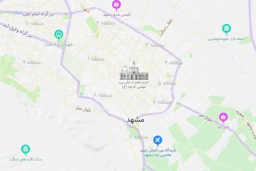 نمای کوچکی از نقشه مشهد